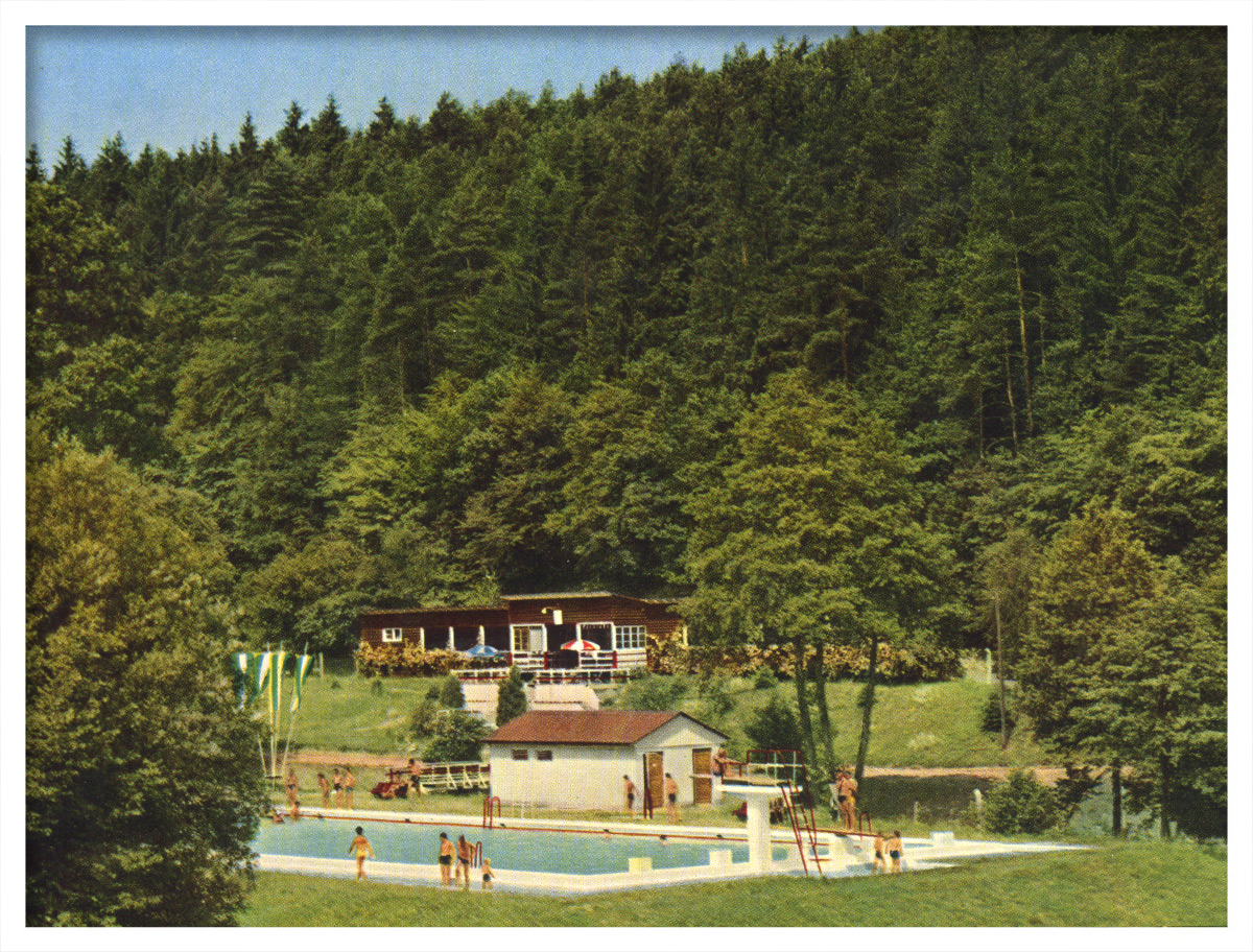 Postkarte Buchen Freibad